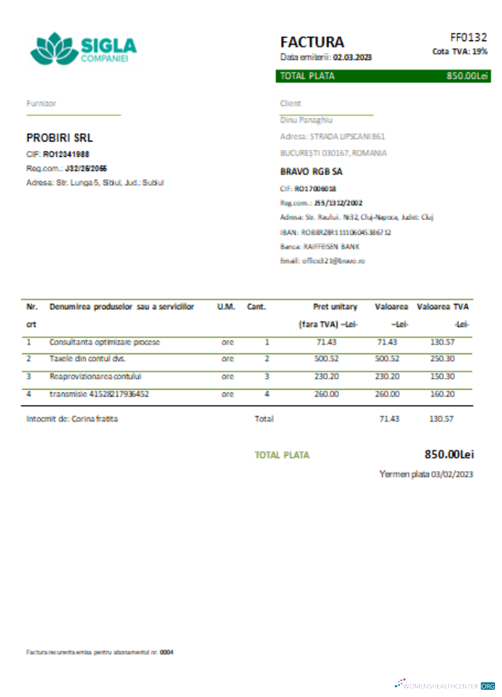 Download Sigla Companiei utility business bill, SCR Photoshop template